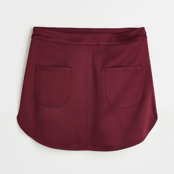 H&M Satin Dolphin Hem Mini Skirt - Burgundy - size 4 - Picture 1 of 3